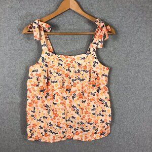 Sonoma Floral Tank Top Tie Shoulder Size Large